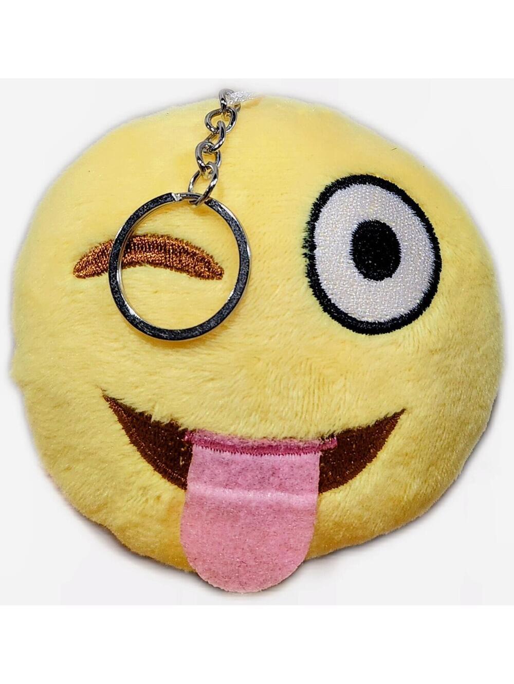 Yellow Tongue-Out Emoji Plush Keychain